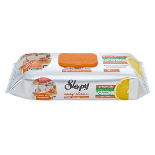 Вологі серветки для кухні Sleepy з ароматом апельсину, 50 шт